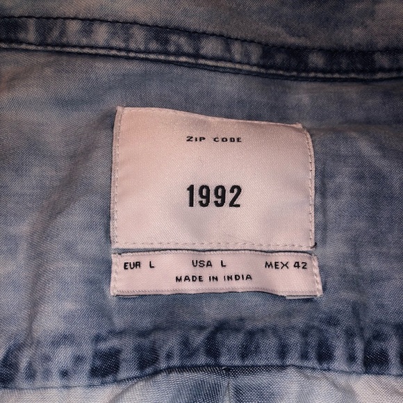 NEW Original denim Zip Code 1992 MENS jean shirt - Picture 3 of 6
